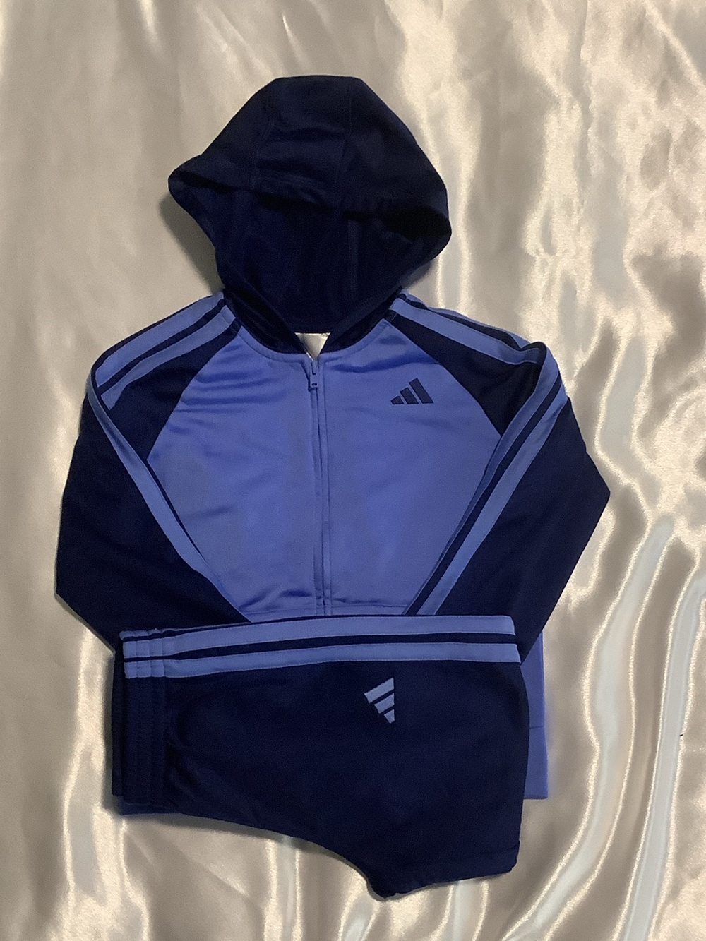 adidas Kids Two-Tone Navy & Lavender Hooded Swim Set